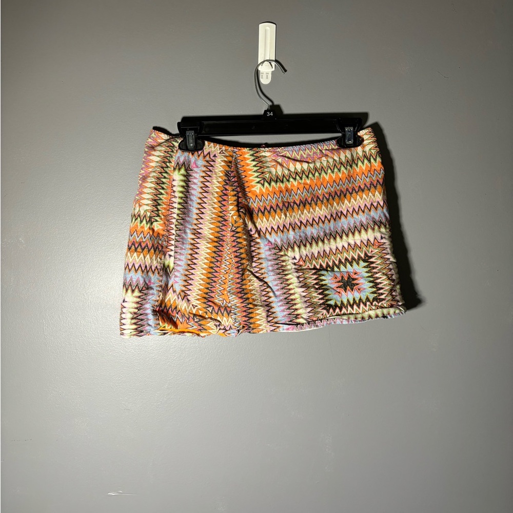 Urban Outfitters Linen Blend Geometric Mini Skirt Womens Size Medium - Picture 2 of 5